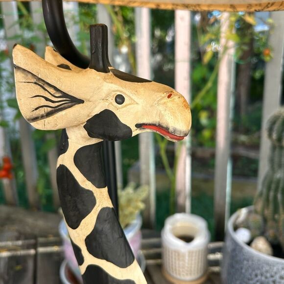 Wooden Giraffe Table Desk Lamp Light Vintage Mid-Century Metal Base 33" Tall - Picture 14 of 16